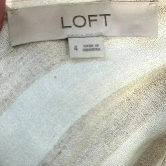 Loft Striped Linen Blend Belted Romper Size 4 - Picture 4 of 5